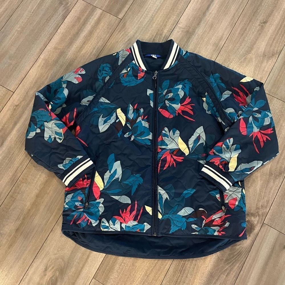 Joy Lab Blue Pattern Athletic Bomber Jacket Women… - image 1